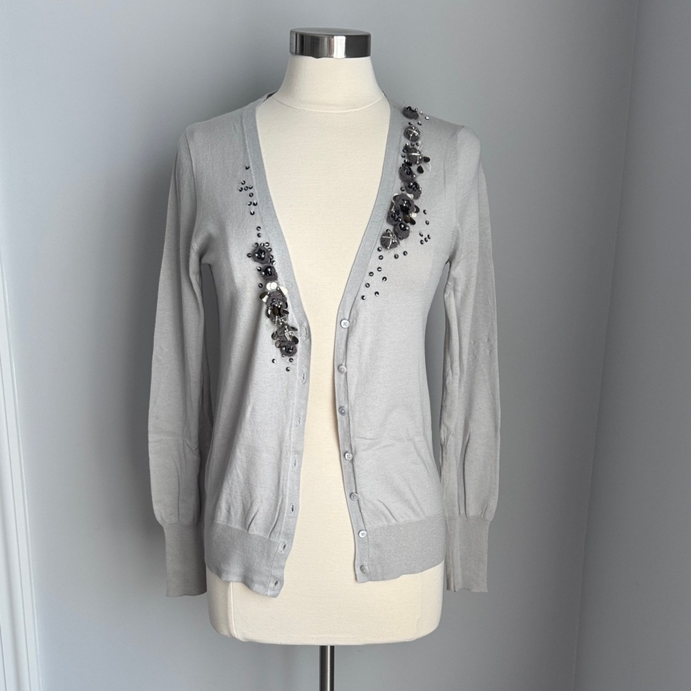 NWT J Crew Elegant Gray Embellished Women's Sweater